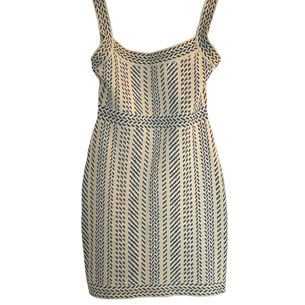 BCBGMAXAZRIA, Bodycon Sleeveless Dress, Mob Wife Glam, Beige & Black Pattern, L